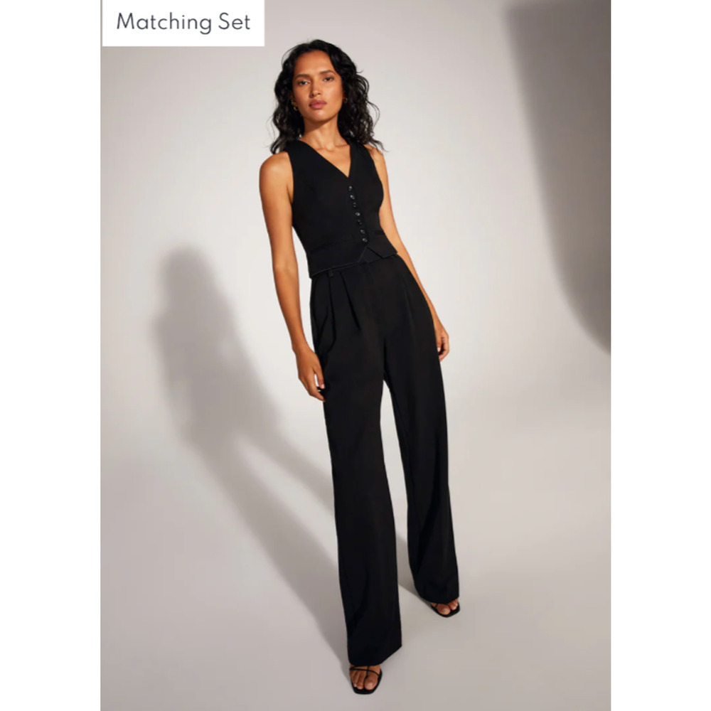 Favorite Daughter The Favorite Pant 16 Side Satin Contrast Trim Trouser Pleated